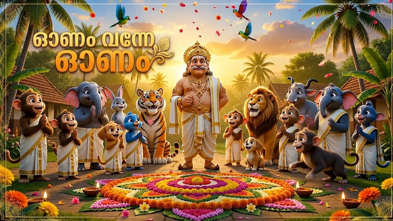 ഓണം വന്നേ ഓണം 🌼 | Malayalam Onam Song for Kids | ഓണപ്പാട്ട് | Onam Cartoon Song | Kids Song