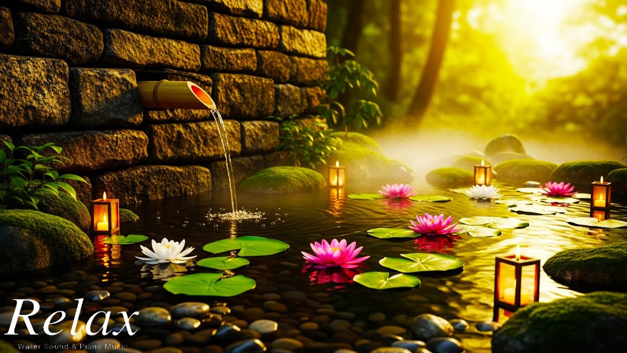 Ambient Sleep Music with Gentle Water Sounds in a Quiet Natural Oasis for Deep Rest & Anxiety Relief