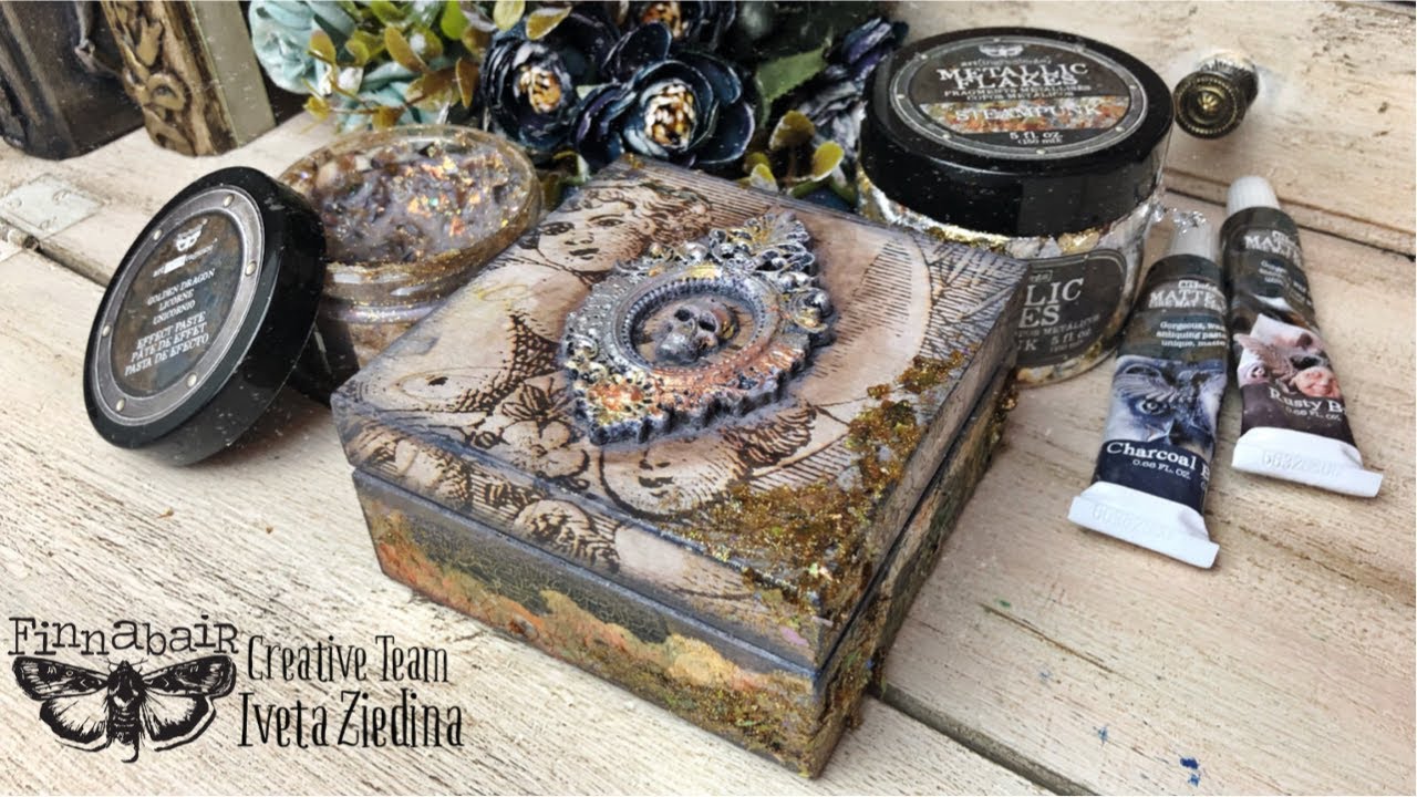 Altered Box With Metallic flakes and Effect Pastes by Iveta Ziedina