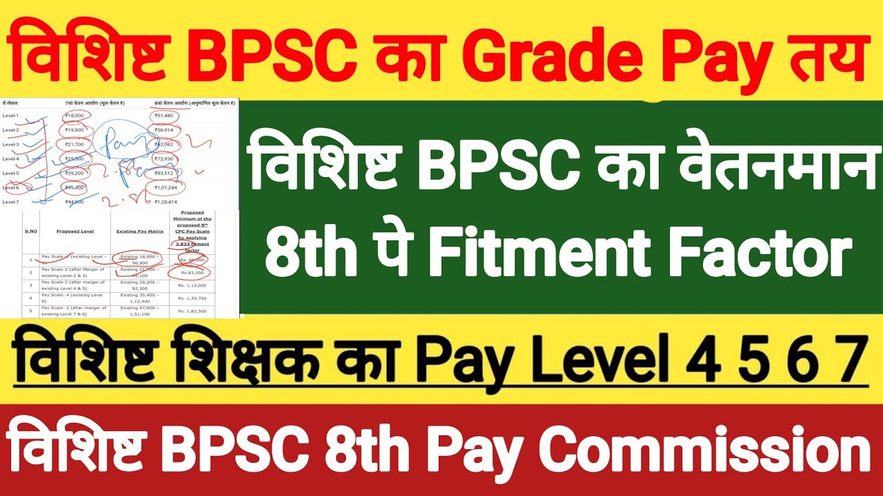 🔥 विशिष्ट और BPSC शिक्षक का Grade Pay । bpsc teacher 8th pay commission ।vishisht shikshak pay scale