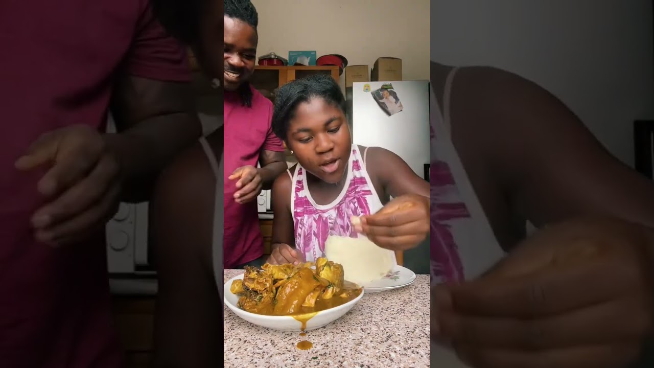 Girl goes crazy when her dad makes her favorite food. Must watch