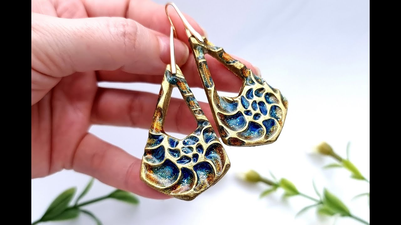 Video Tutorial: Ocean Queen Magic Earrings - Polymer Clay Jewelry Project with Cloisonné Technique