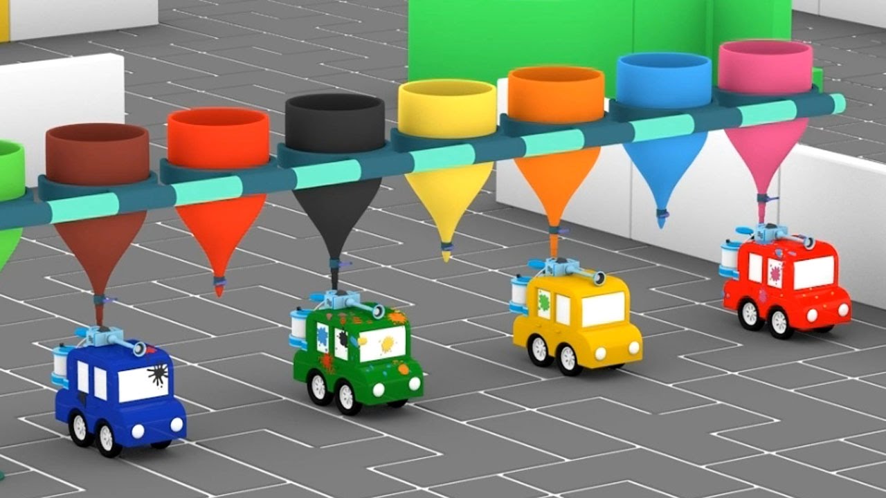 Cartoni animati per bambini: Macchinine colorate e il campo di paintball
