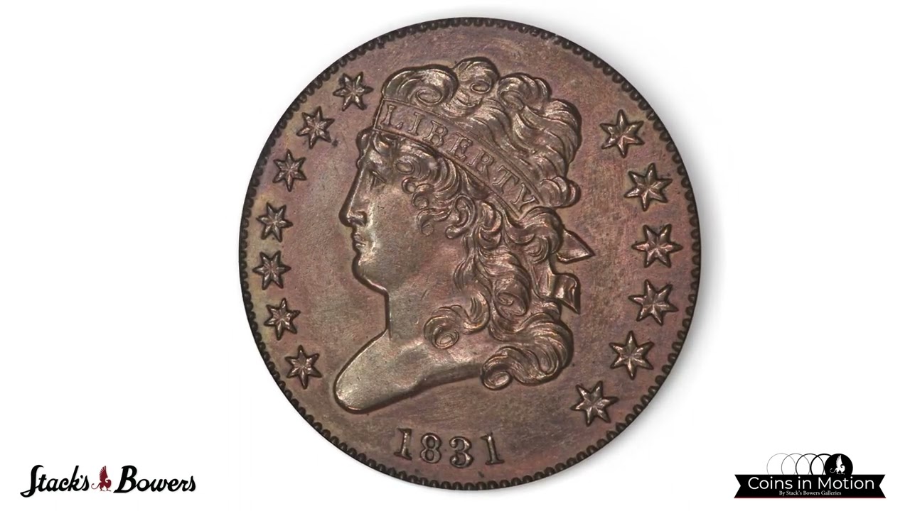 1831 Classic Head Half Cent. Original. B-1, C-1. Rarity-5+. Proof-60 BN (PCGS).