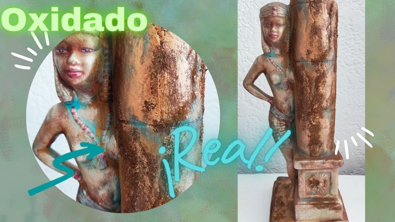Cómo hacer EFECTO OXIDADO en cerámica con textura de óxido REAL en Columna egipcia/ DecorandoconYaz