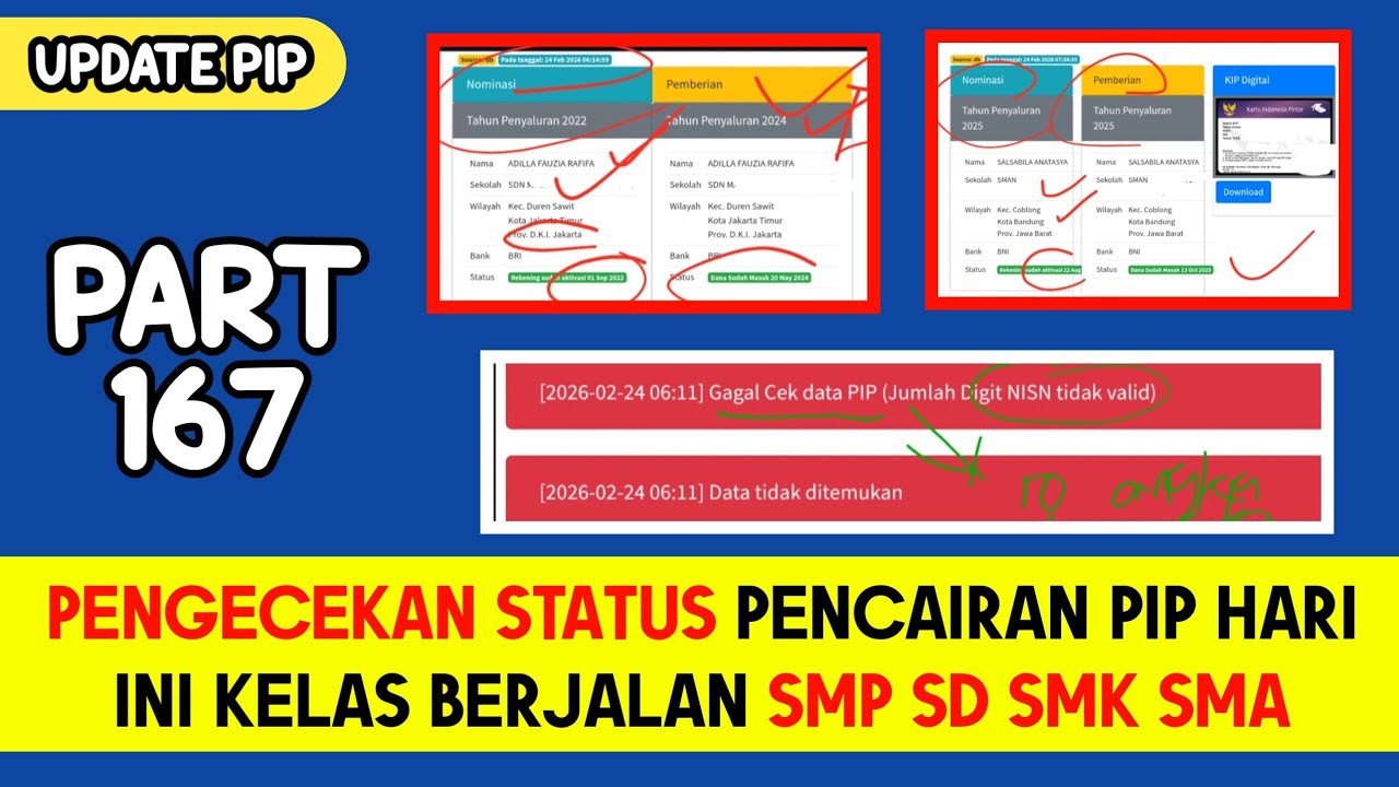 PENGECEKAN STATUS PENCAIRAN PIP HARI INI KELAS BERJALAN UNTUK SMP SD SMK SMA PART 167