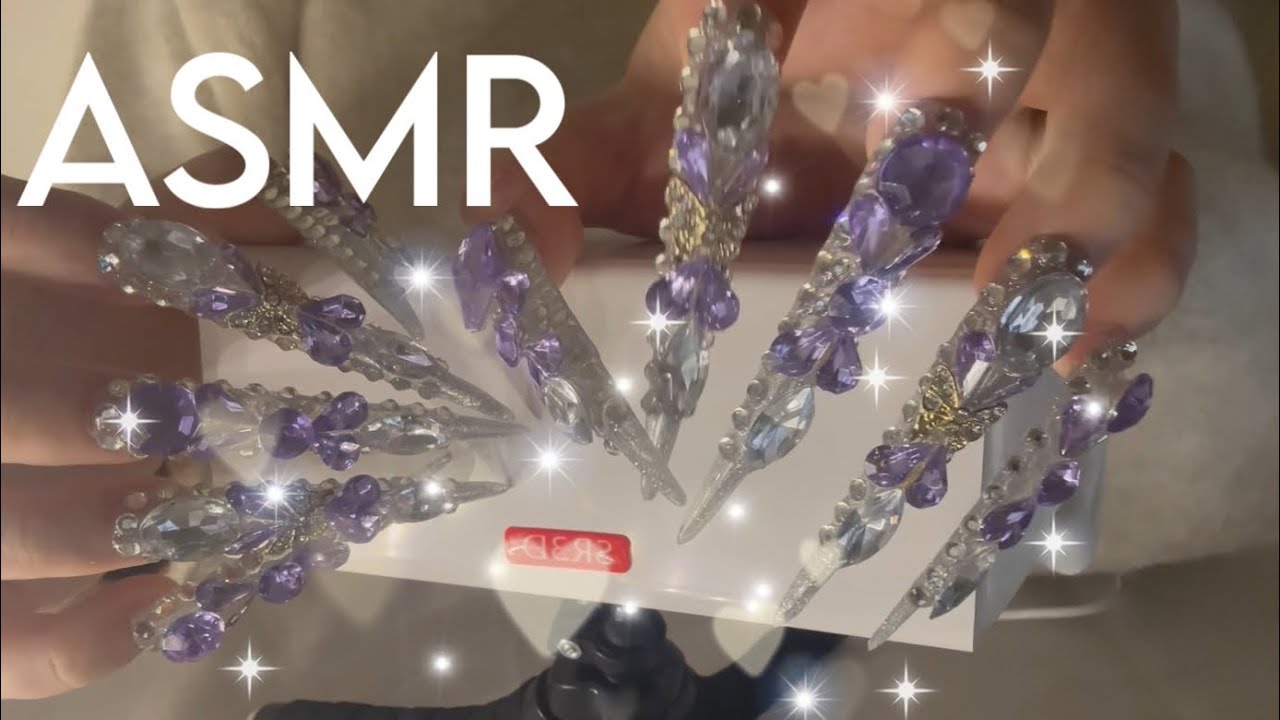 ［SR3D］超ロング宝石ネイル💎でネイルタッピング♡指かきも！［ASMR］