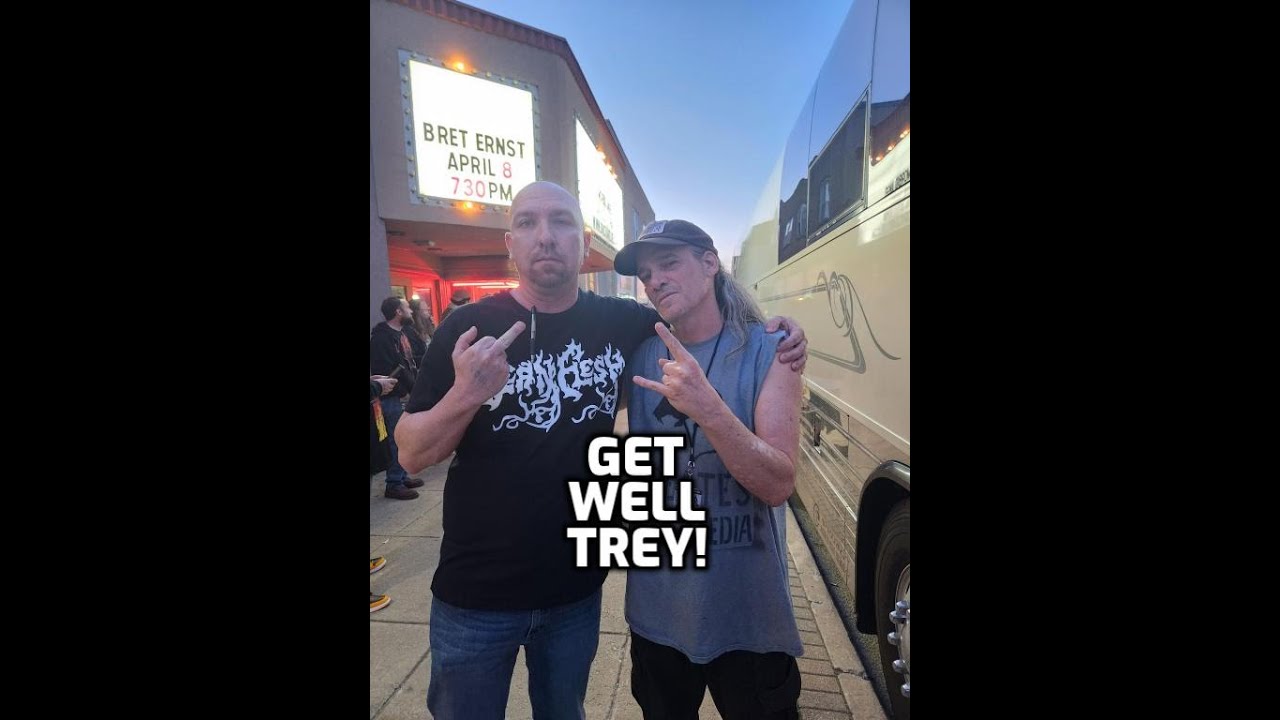 Trey Azagthoth onstage collapse in Tampa  Orpheum(Morbid Angel 2023)