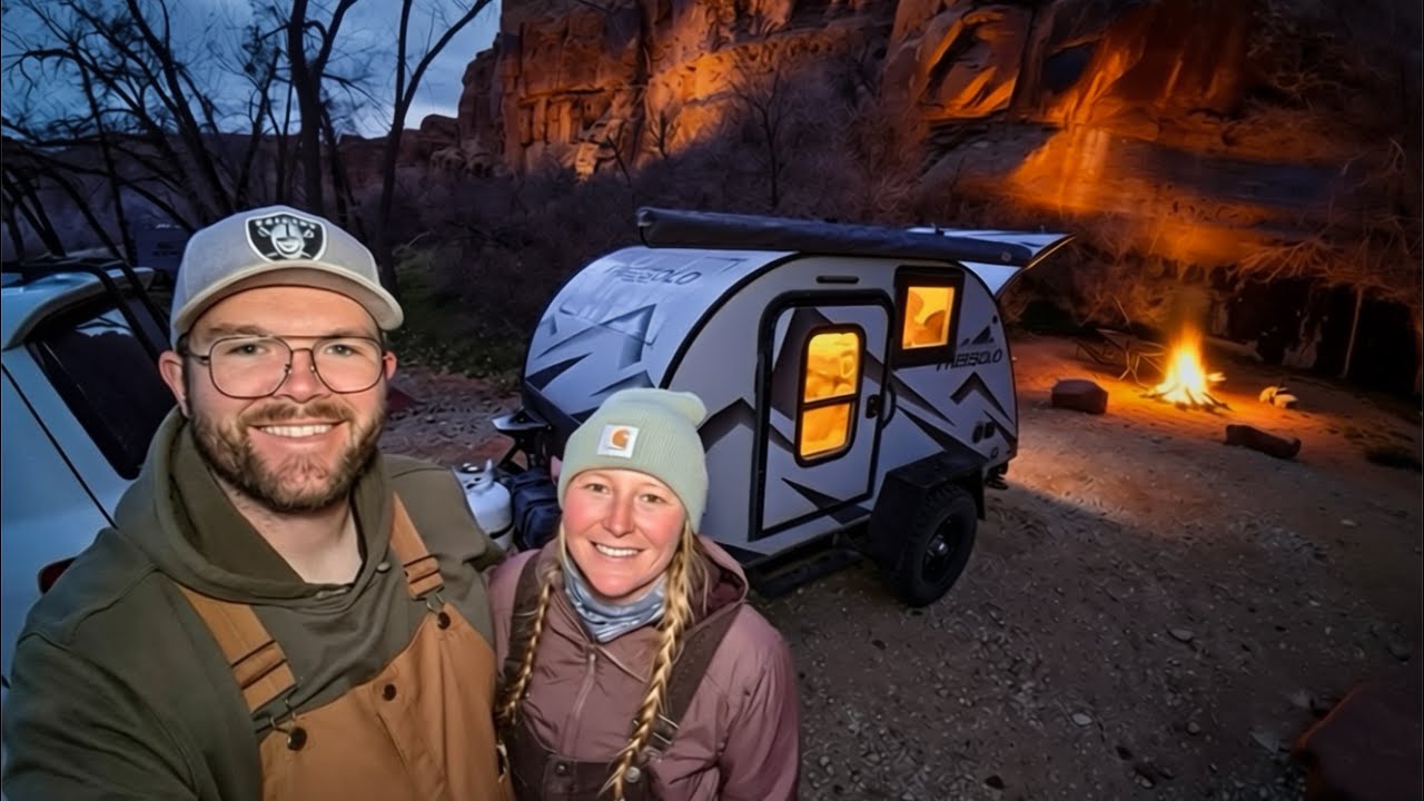 Winter Camping in Moab with my Wife & Dogs | Heated Teardrop Camper