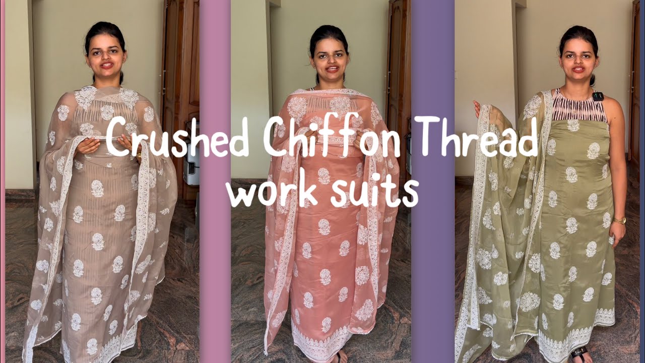 EPI 463|CRUSHED CHIFFON THREAD WORK SALWARS WITH LINING #chikankari  #salwars #chiffon @curatedvault
