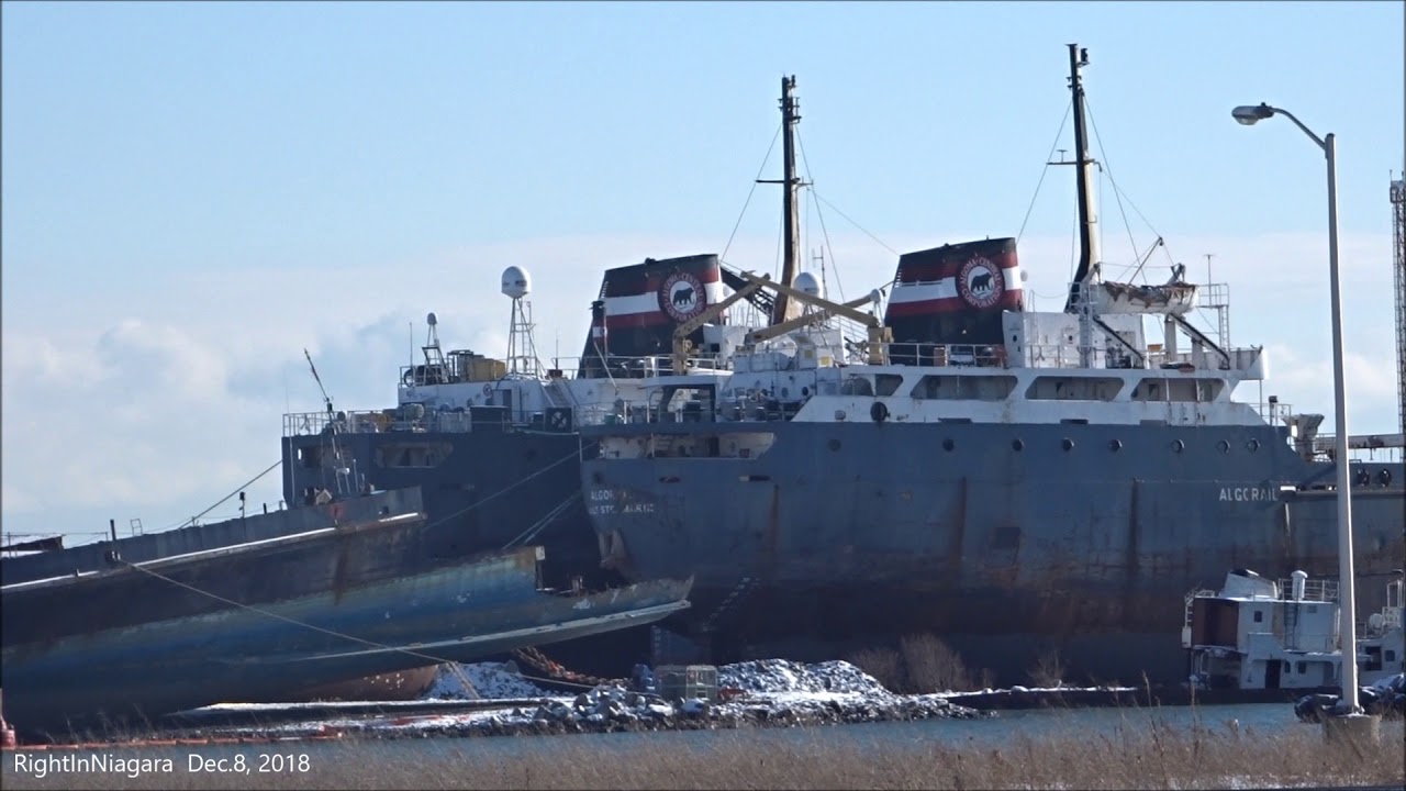 Ferry PRINCESS OF ACADIA scrapped at Port Colborne with ALGOWAY & ALGORAIL, Welland Canal 2018