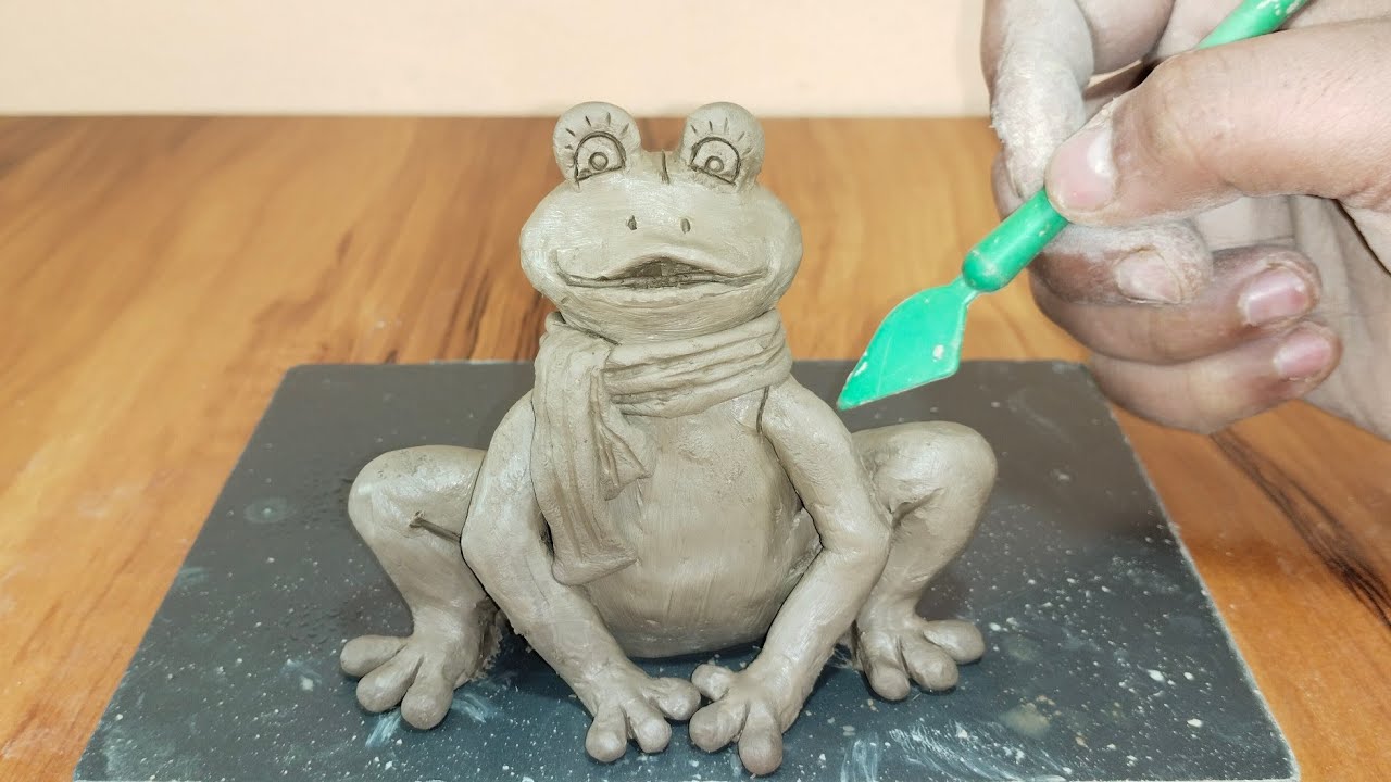 Cute frog making | clay frog making |  clay modeling #clay #frog #trending #claycrafts