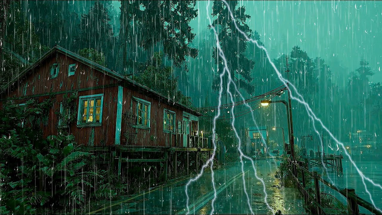 Sonidos de Lluvia Fuerte y Truenos Nocturnos para Dormir Profundamente y Relajar la Mente