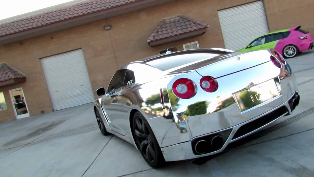 Nissan GTR R35 Wrapped in Silver Chrome By Impressive Wrap