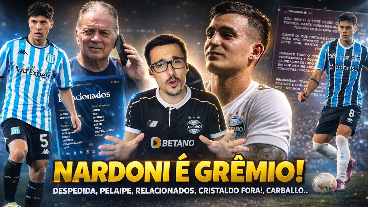 🔵 NARDONI É JOGADOR DO GRÊMIO! CRISTALDO NA TROCA? RELACIONADOS, DESPEDIDA DE CARBALLO, CAMISA 10?