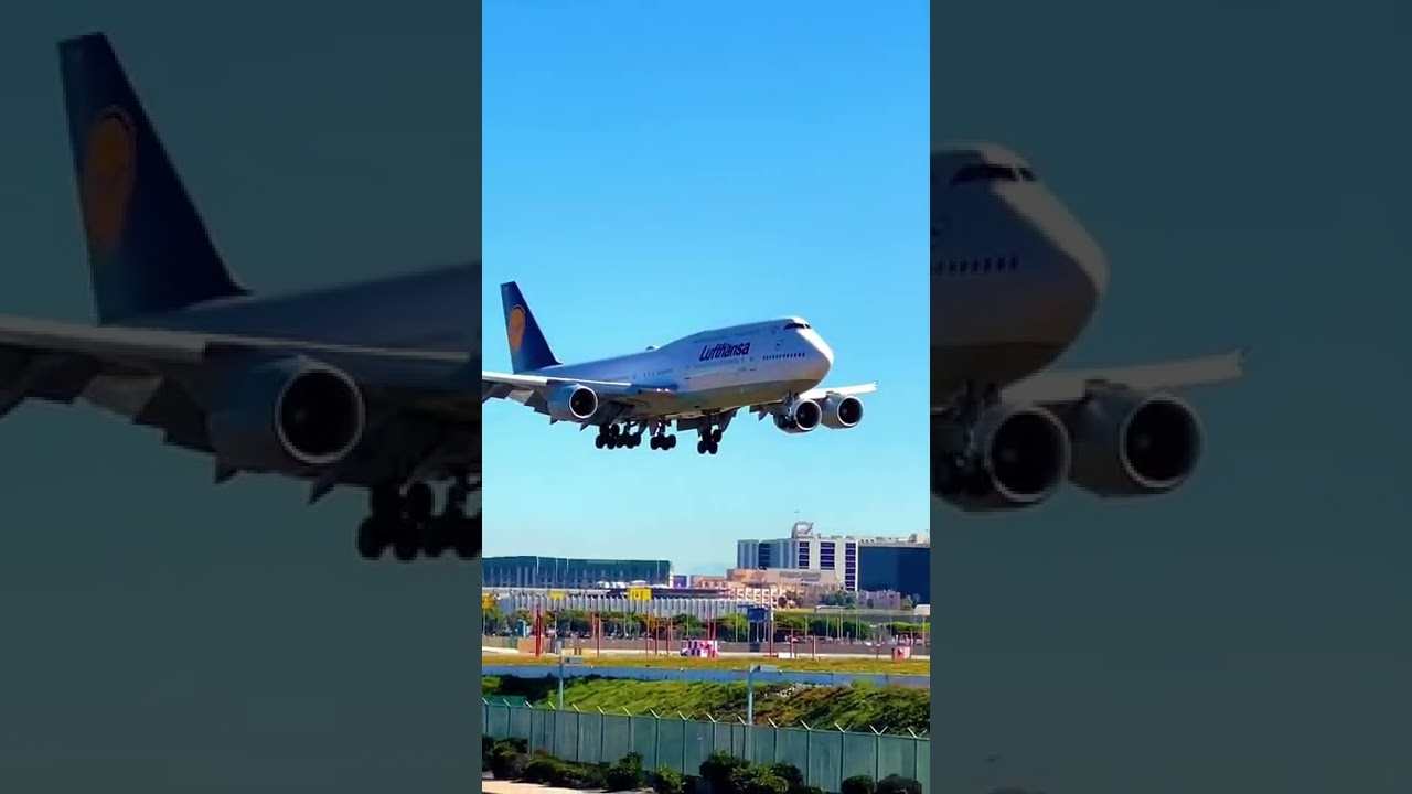 LUFTHANSA BOEING 747-8 LANDING AT LOS ANGELES INT AIRPORT#fyp #la #losangeles #boeing747 #fyp