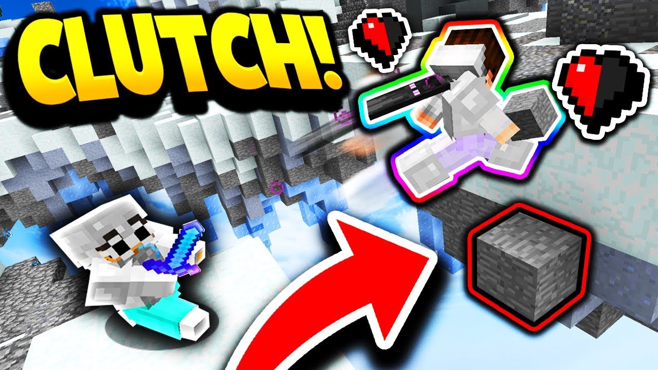 LUCKIEST HALF A HEART BLOCK CLUTCH! (Minecraft Skywars)