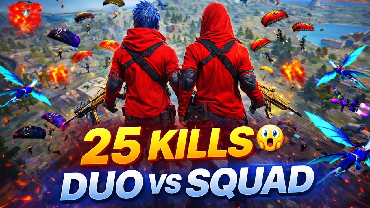 25 KILLS DUO VS SQUAD 😱 | SCAR + MP5 MASSACRE | Free Fire ! GAMEPLAY 