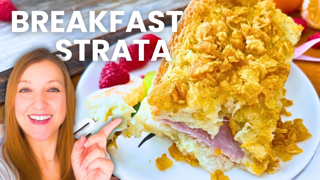 Easy Make-Ahead Breakfast Strata with Canadian Bacon & Cheese | Overnight Brunch Recipe!