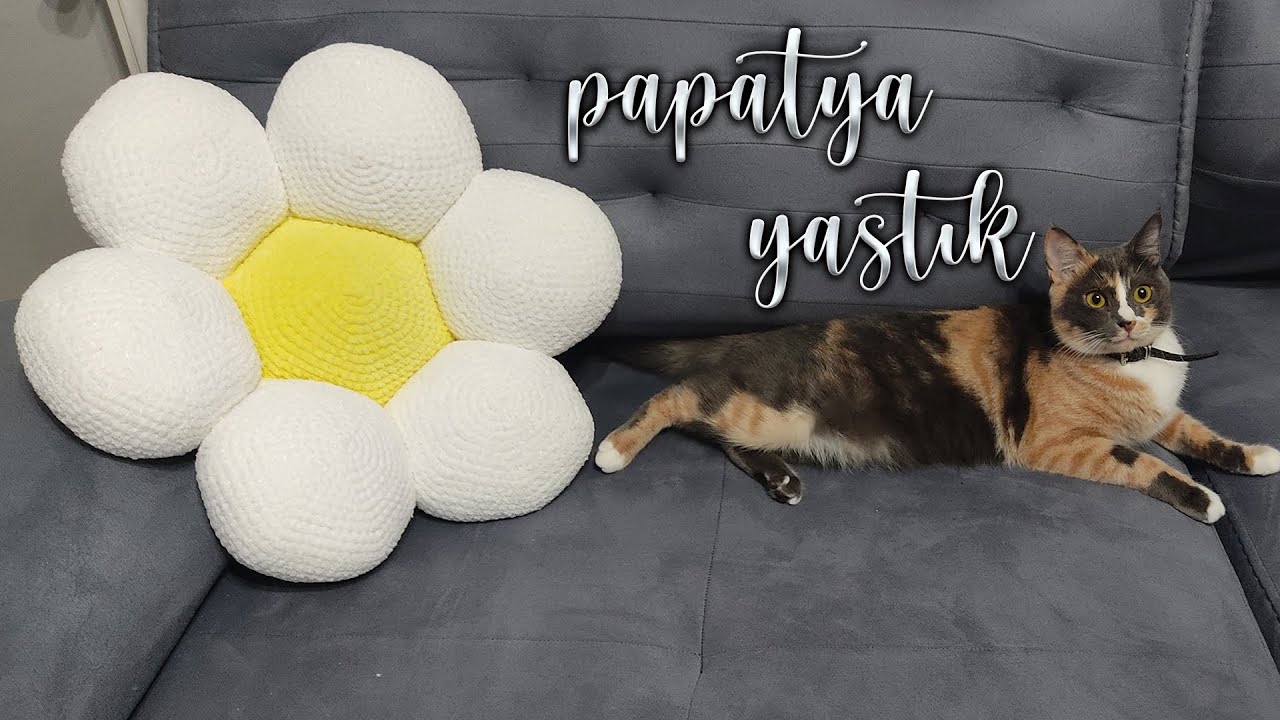Papatya Yastık | Çiçek Yastık  How to Make Crochet Daisy-Flower Pillow ?