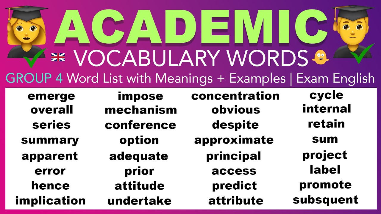 Learn ACADEMIC English Vocabulary Words - GROUP 4 Word List with Meanings + Examples | Exam English
