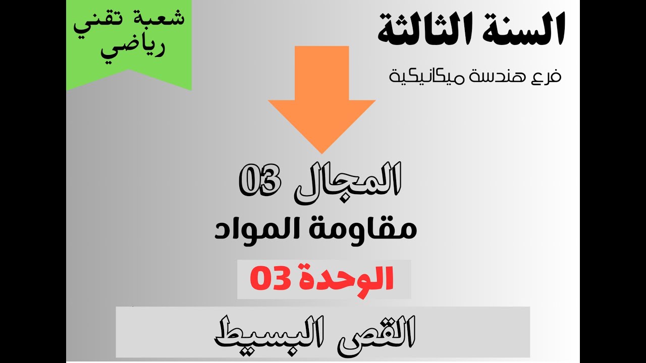 السنه الثالثه تقني رياضي : الوحده الثالثة : مقاومة المواد : القص البسيط