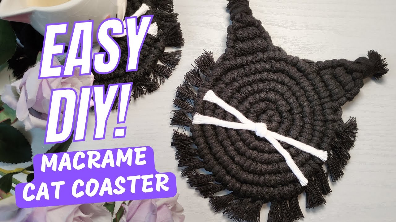 😻 Quick & Cute: Make this Adorable Macrame Cat Coaster | Beginner Friendly Tutorial!