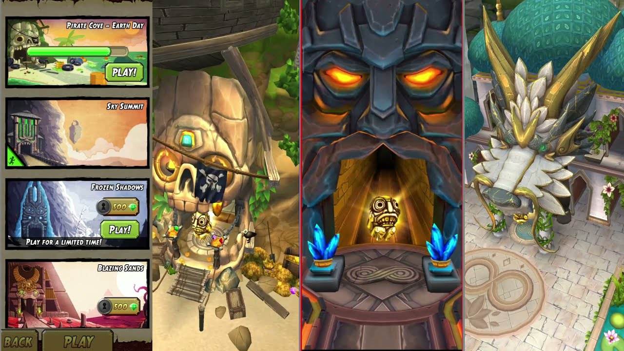 Temple Run 2 - Earth Day vs Pirate Cove vs Volcano Island vs Enchanted Palace - RunTempleRun