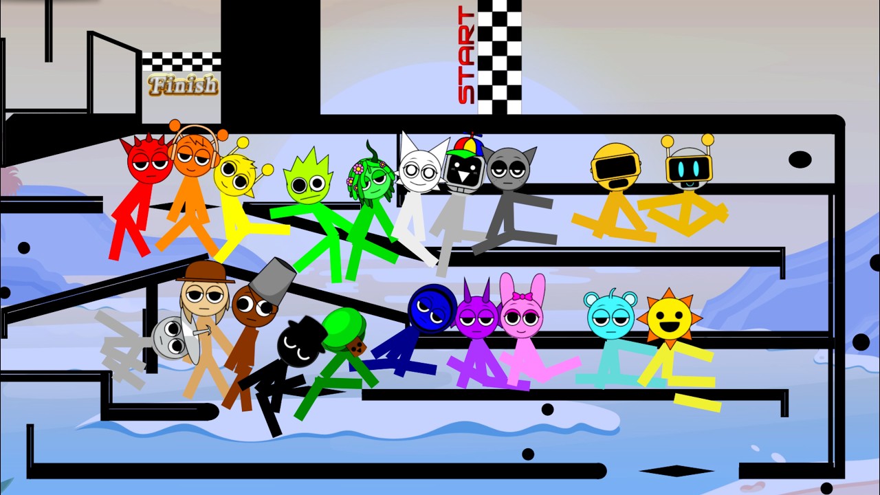 Incredibox Sprunki Maze Race to The Finish Line in Algodoo │ Level 33.