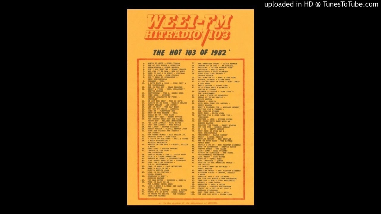 WEEI-FM Boston 103.3 FM - September 1982