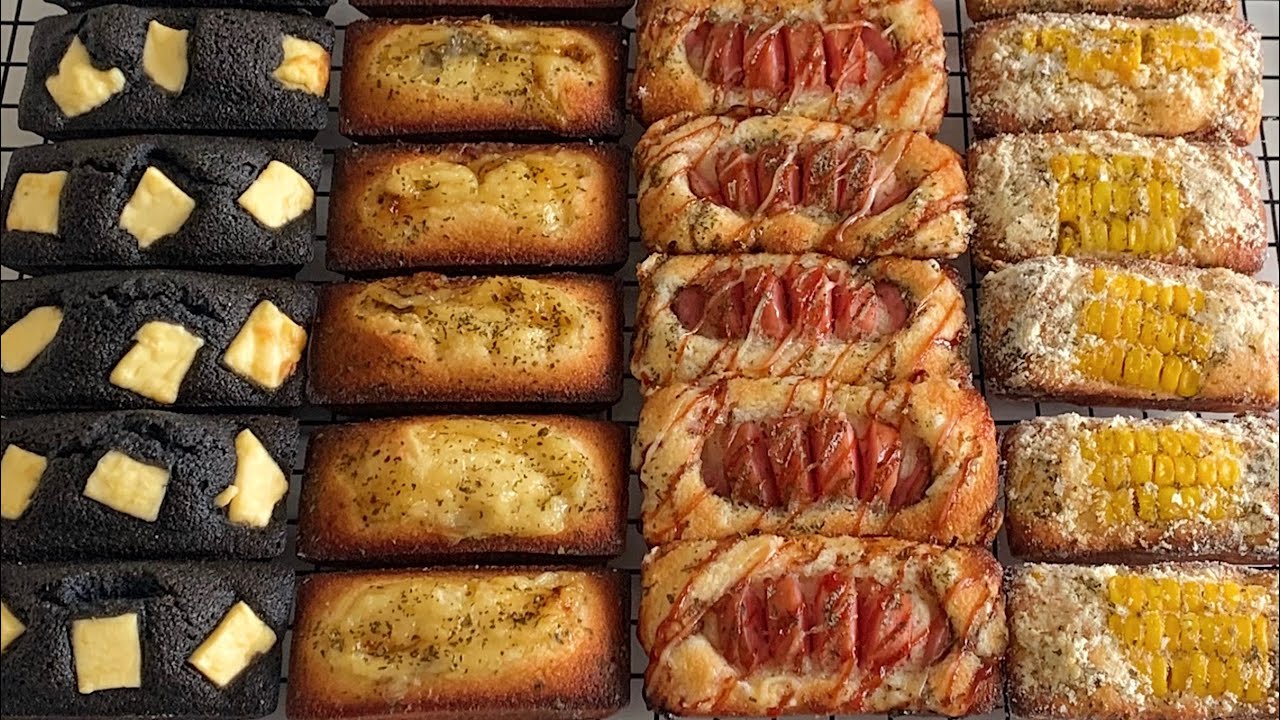 단짠특집❤️ 한가지 반죽으로 4가지 휘낭시에 만들기 (쏘낭시에.콘옥수수.갈릭.오징어먹물) financier