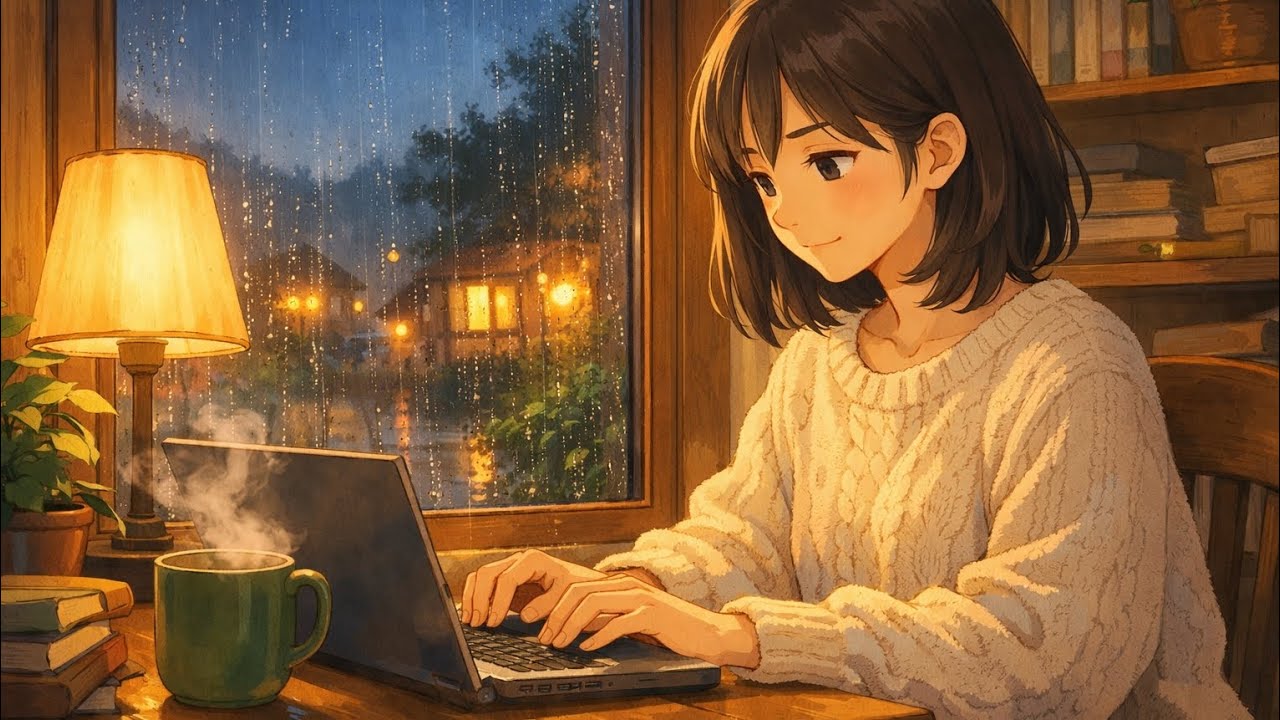 Rainy Evening at Home — Soft Typing, Warm Light, and Inner Quiet | Cozy ASMR