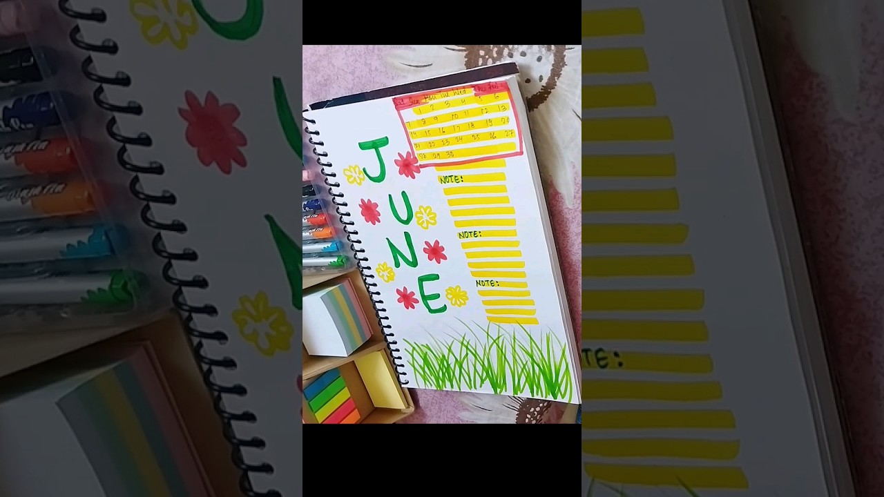 June month calendar design ideas 🍁❤️#calendar #monthnames #june #2024