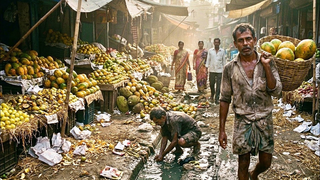 THE MOST MESSY FRUIT MARKET IN THE WORLD | Organized Chaos in Kolkata | India WalkingTour 4k