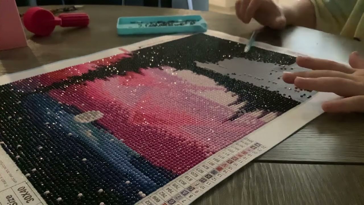 Part 2 of doing diamond art ￼ mountain