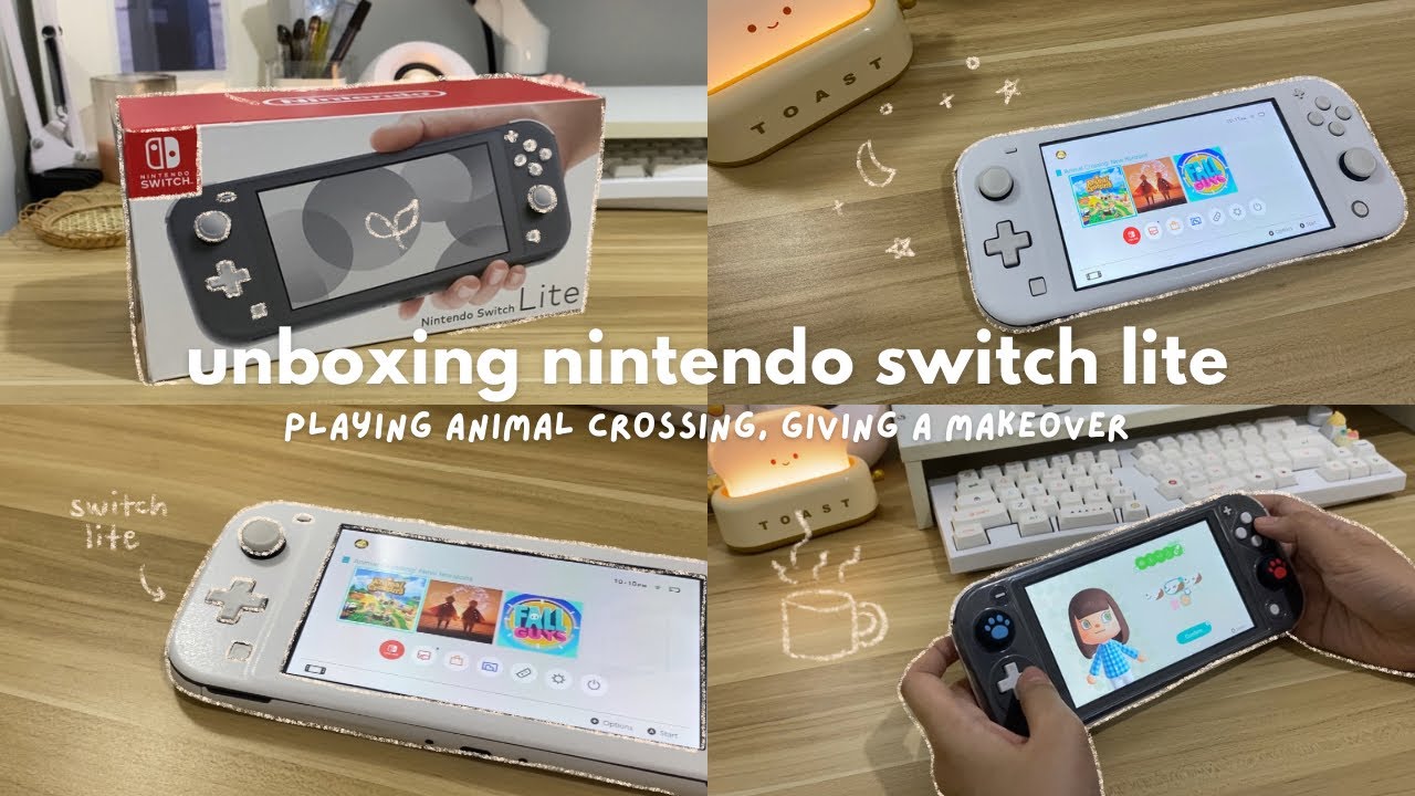 🥨 nintendo switch lite unboxing 2024 — setup, animal crossing, giving makeover, free accessories