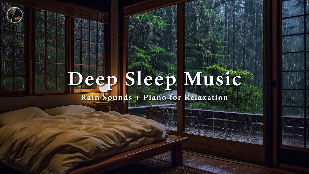 Peaceful Piano Music + Rainy Night Bedroom Ambience &ndash; Relaxing Sleep Music for Deep Rest & Calm Mind