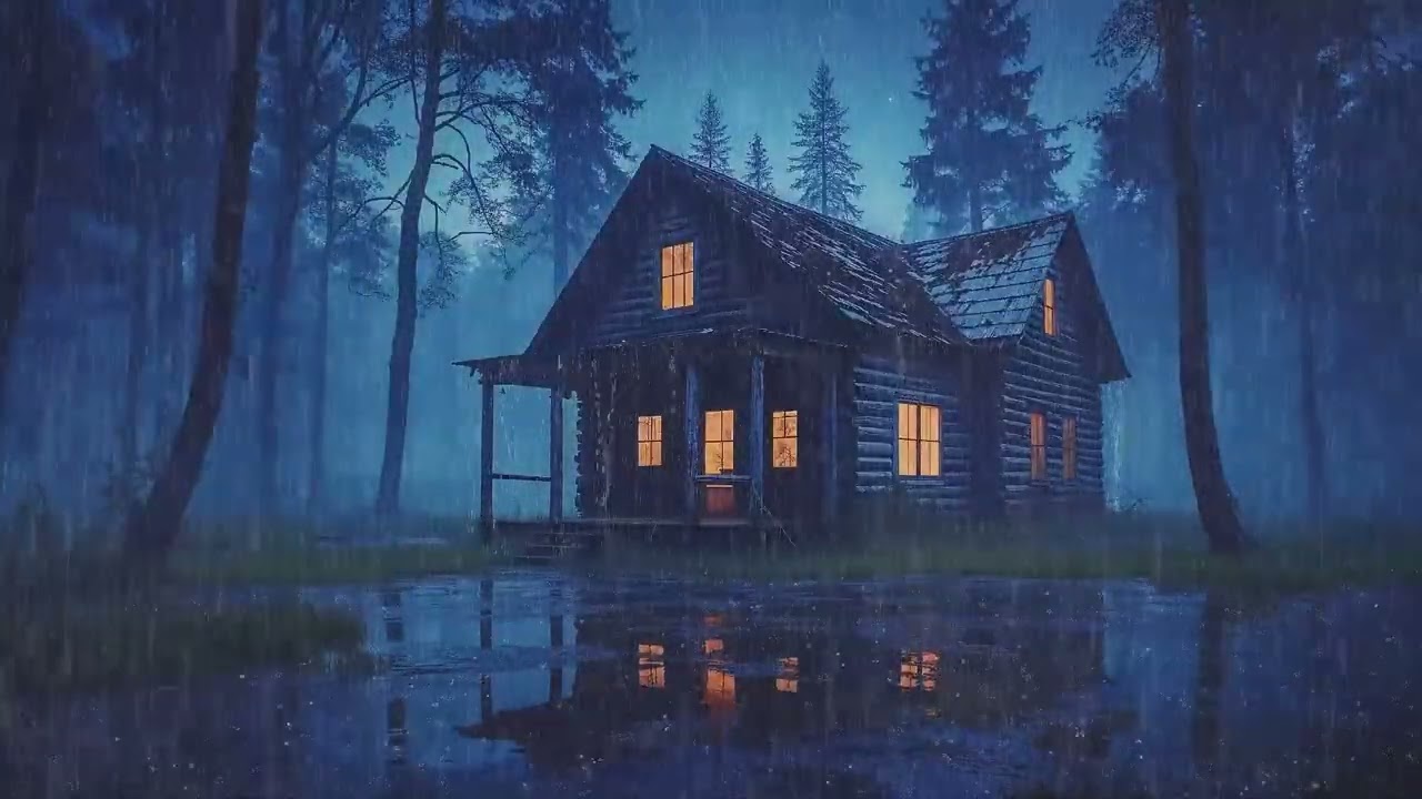 1 Hour Rain Sounds to Fall Asleep Fast | Cozy Cabin at Night (No Thunder)
