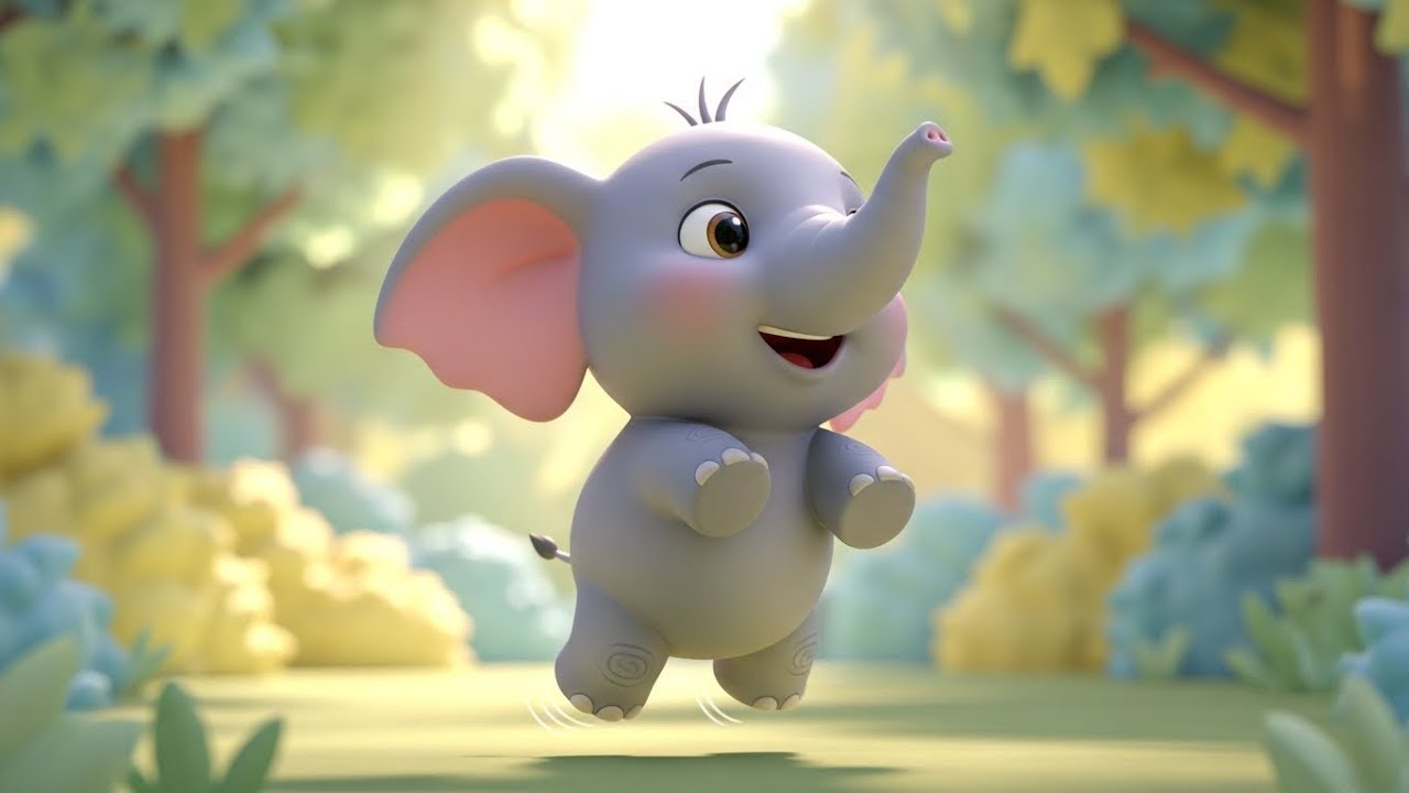Слоненок учится прыгать 🐘 Весёлый мультфильм и детские песни для малышей 🎵