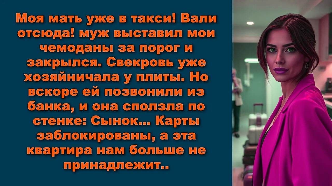 Моя мать уже в такси! Вали отсюда! муж выставил мои чемоданы за порог и закрылся. Свекровь уже