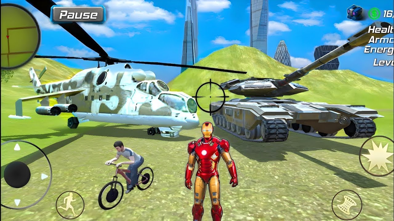 Iron-Man Rope Hero Gangstar Vegas City Crime | Military Tank and Monster truck - Android Gameplay