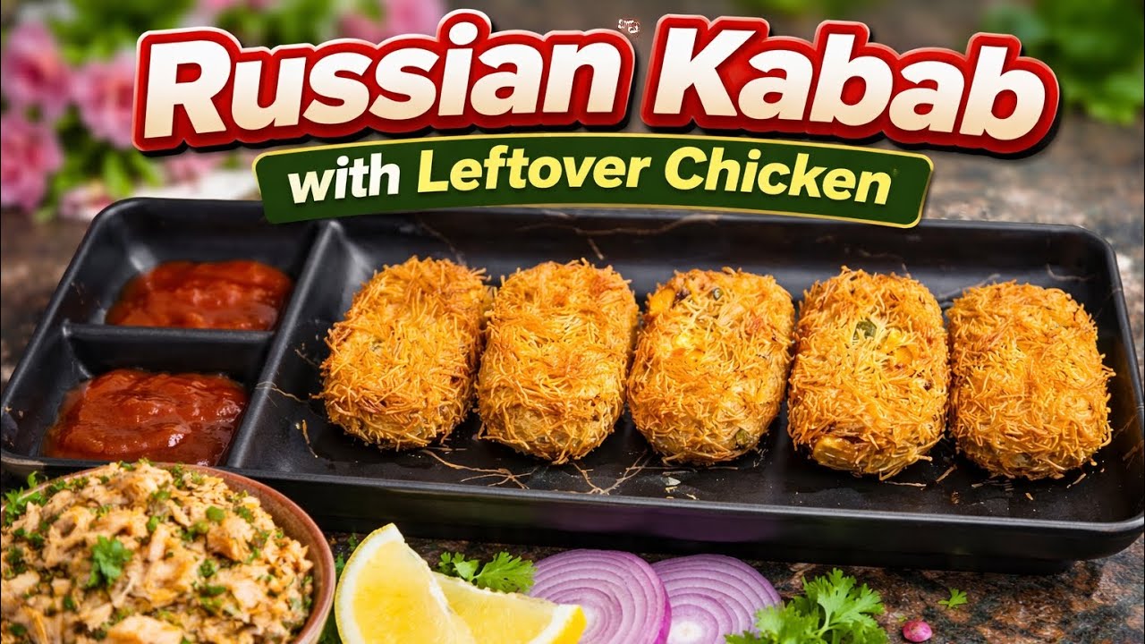Don’t Waste Leftover Chicken! Make Russian Kabab at Home | Ramadan Special Kabab😋 10Min Crispy Snack