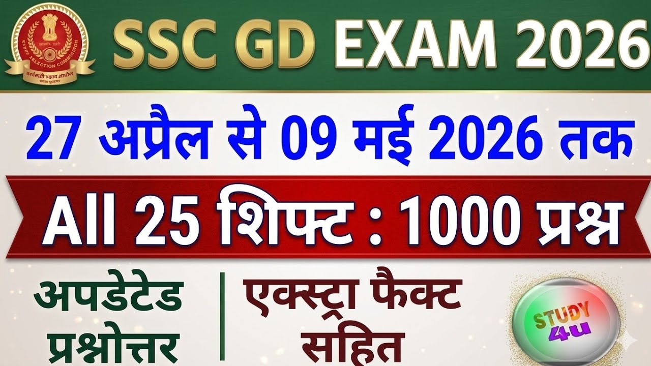 SSC GD EXAM REVIEW 2026 | SSC GD GK HINDI ANALYSIS 2026 | SSC GD ANALYSIS TODAY | GK GS BY STUDY 4U 