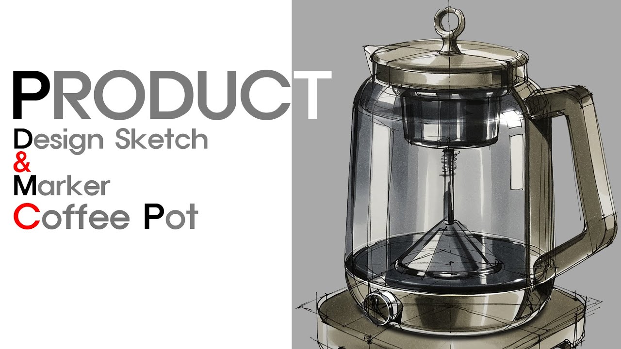 How to draw Product design sketch (Coffee Pot)