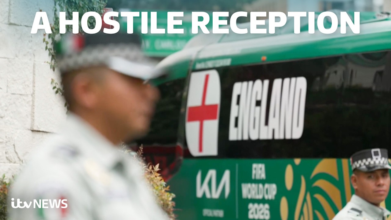 Riot police guard England's team hotel in Mexico City ahead of World Cup match