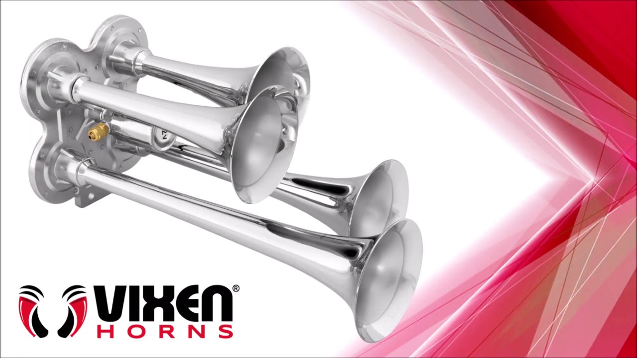 Vixen Horns Quad Trumpet Train Air Horn (Chrome Plated) for Truck/Car VXH4114