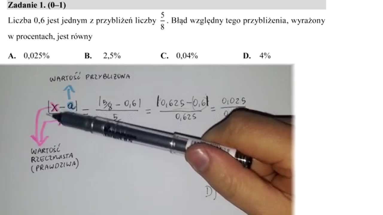 matura 2014 grudzień [zad 1] Liczba 0,6 jest jednym z przybliżeń... Błąd względny