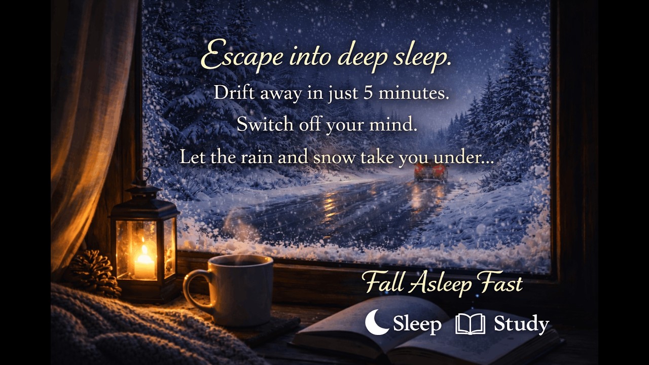 Melt Into Calm—Rain and Snow Night Road, Cars Fading Away