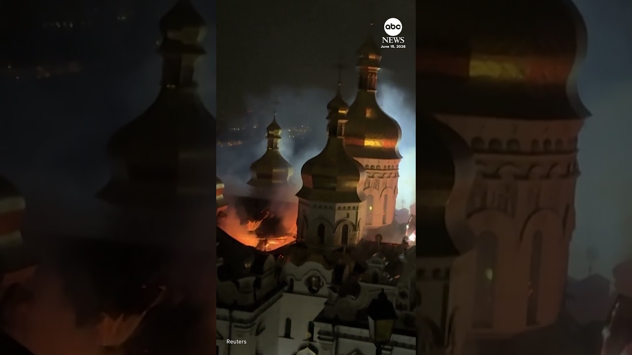 Russia bombards Kyiv with drones and missiles, and sets fire to historic cathedral #news #ukraine