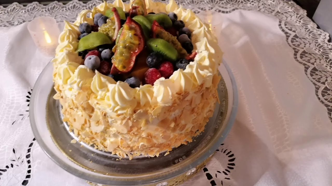 gâteau à la crème goût de fruit de la passion😋كيكة بكريما لذيذه وسهلة مرحبا بكوم